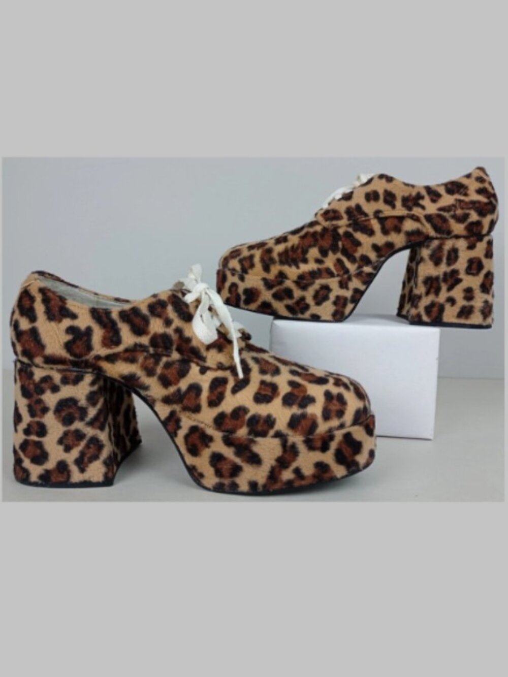 Funtasma Men's 9 Women's 10 Leopard Print Fuzzy Faux Fur Platform Costume Shoes